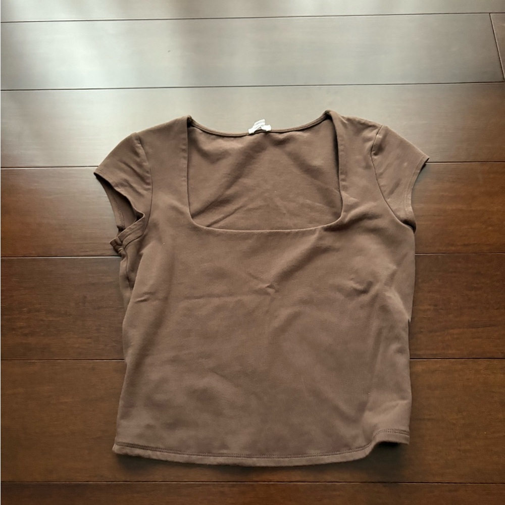 Garage Brown Fitted Cap Sleeve T-Shirt